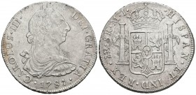 CARLOS III ( 1759-1788). 8 Reales. (Ar. 26,98g/40mm). 1781. Lima. MI. (Cal-2019-1048). MBC.