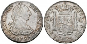 CARLOS III ( 1759-1788). 8 Reales. (Ar. 26,87g/40mm). 1787. Lima. MI. (Cal-2019-1057). MBC+.