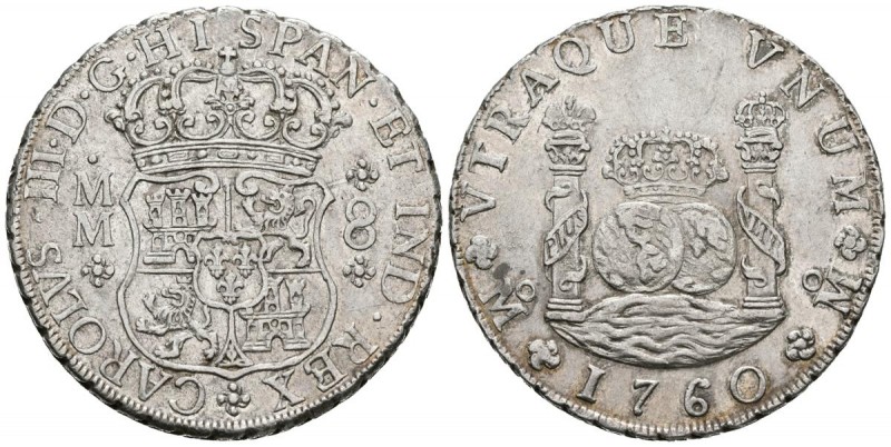 CARLOS III ( 1759-1788). 8 Reales. (Ar. 26,75g/38mm). 1760. México. MM. (Cal-201...