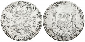 CARLOS III ( 1759-1788). 8 Reales. (Ar. 26,32g/38mm). 1766. México. MF. (Cal-2019-1090). MBC. Limpiada