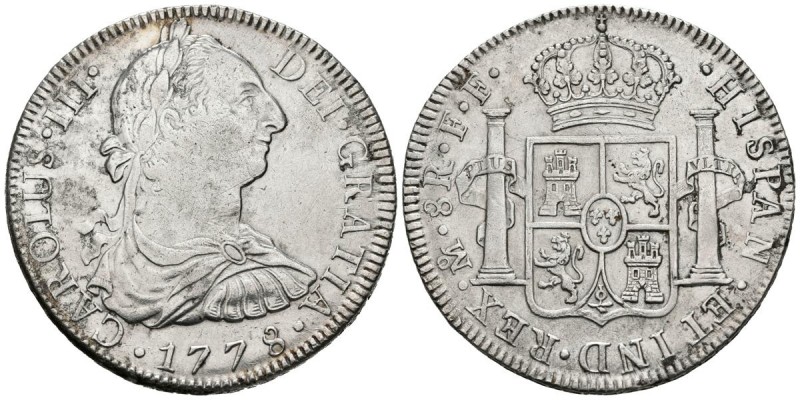 CARLOS III (1759-1788). 8 Reales. (Ar. 26,85g/39mm). 1778. México. FF. (Cal-2019...
