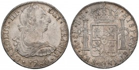 CARLOS III (1759-1788). 8 Reales. (Ar. 26,67g/39mm). 1780. México. FF. (Cal-2019-1120). MBC+