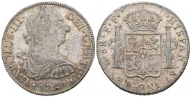 CARLOS III (1759-1788). 8 Reales. (Ar. 27,00g/39mm). 1782. México. FF. (Cal-2019-1122). EBC+. Golpecito en el canto. Restos de brillo original. Precio...