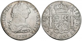CARLOS III (1759-1788). 8 Reales. (Ar. 26,89/39mm). 1787. México. FM. (Cal-2019-1131). EBC-. Limpiada.