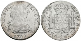 CARLOS III (1759-1788). 8 Reales. (Ar. 26,90/39mm). 1789. México. FM. (Cal-2019-1134). MBC.