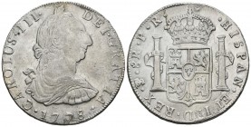 CARLOS III (1759-1788). 8 Reales. (Ar. 26,81/40mm). 1778. Potosí. JR. (Cal-2019-1175). MBC.