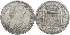 CARLOS III (1759-1788). 8 Reales. (Ar. 26,36/40mm). 1779. Potosí. JR. (Cal-2019-1176). MBC.