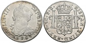 CARLOS III (1759-1788). 8 Reales. (Ar. 26,86/39mm). 1784. Potosí. JR. (Cal-2019-1187). MBC+