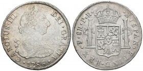 CARLOS III (1759-1788). 8 Reales. (Ar. 26,66/42mm). 1786. Potosí. JR. (Cal-2019-1192). MBC+. Rayitas de limpieza.