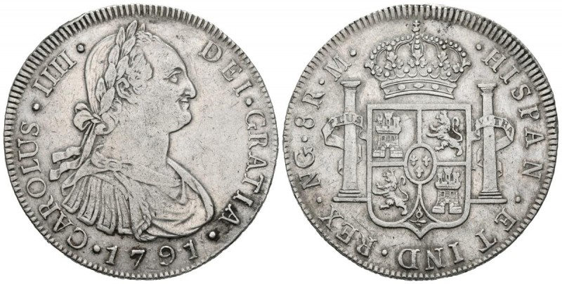 CARLOS IV (1788-1808). 8 Reales. (Ar. 26,87g/39mm). 1791. Guatemala. M. (Cal-201...