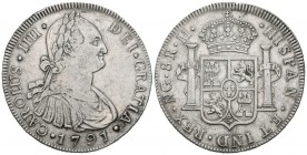 CARLOS IV (1788-1808). 8 Reales. (Ar. 26,87g/39mm). 1791. Guatemala. M. (Cal-2019-881). MBC+. Escasa.