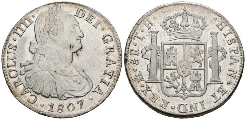 CARLOS IV (1788-1808). 8 Reales. (Ar. 26,88/40mm). 1807. México. TH. (Cal-2019-9...