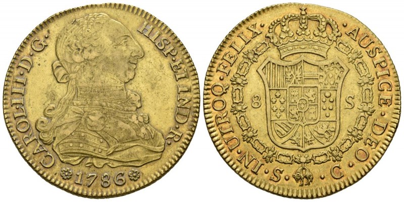 CARLOS III (1759-1788). 8 Escudos. (Au. 26,91g/36mm). 1786. Sevilla C. (Cal-2019...