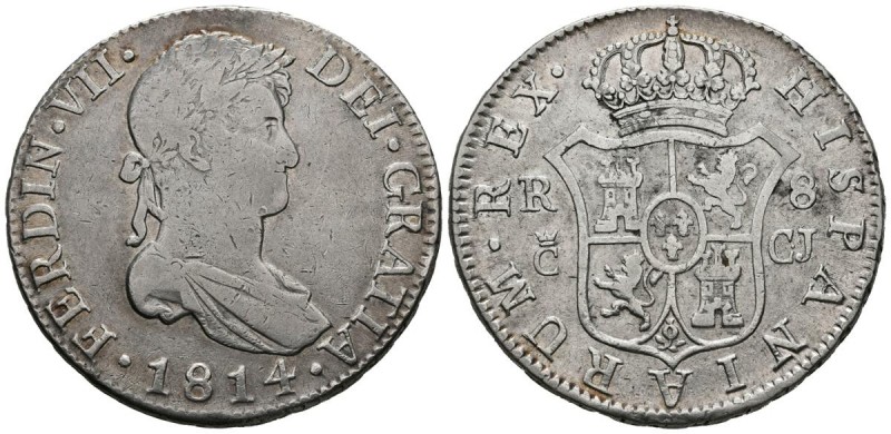 FERNANDO VII (1808-1833). 8 Reales. (Ar. 27,23g/39mm). 1814. Cádiz. CJ. (Cal-201...