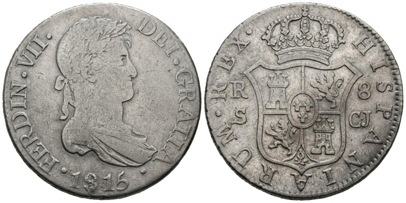 FERNANDO VII (1808-1833). 8 Reales. (Ar. 26,83g/38mm). 1815. Sevilla. CJ. (Cal-2...