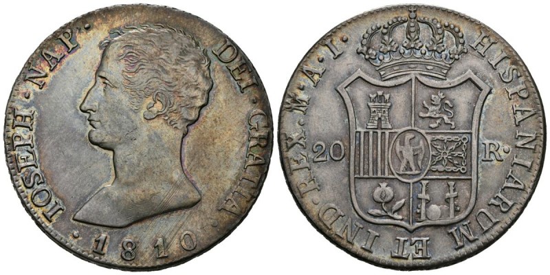 JOSE NAPOLEON (1808-1813). 20 Reales. (Ar. 26,78g/40mm). 1810. Madrid. AI. Aguil...