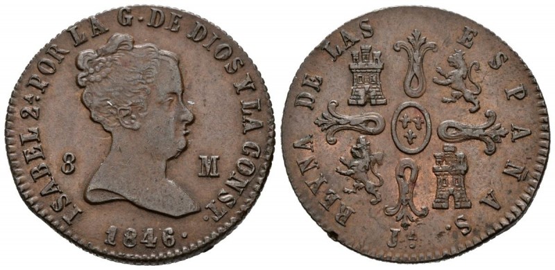 ISABEL II (1833-1868). 8 Maravedís. (Ae. 10,18g/29mm). 1846. Jubia. (Cal-2019-11...