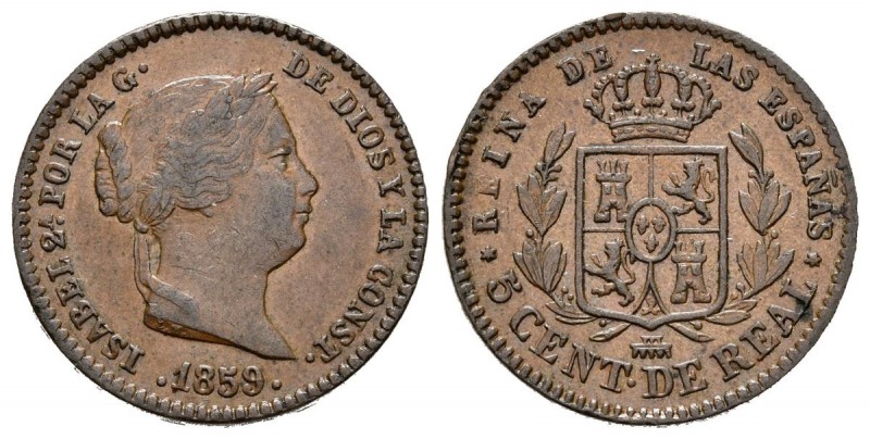 ISABEL II (1833-1868). 5 Céntimos de Real. (Ae. 1,93g/17mm). 1859. Segovia. (Cal...