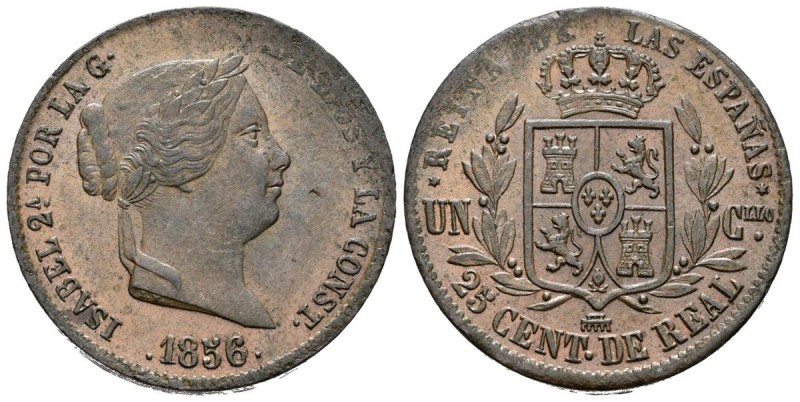 ISABEL II (1833-1868). 25 Céntimos de Real. (Ae. 9,30g/27mm). 1856. Segovia. (Ca...