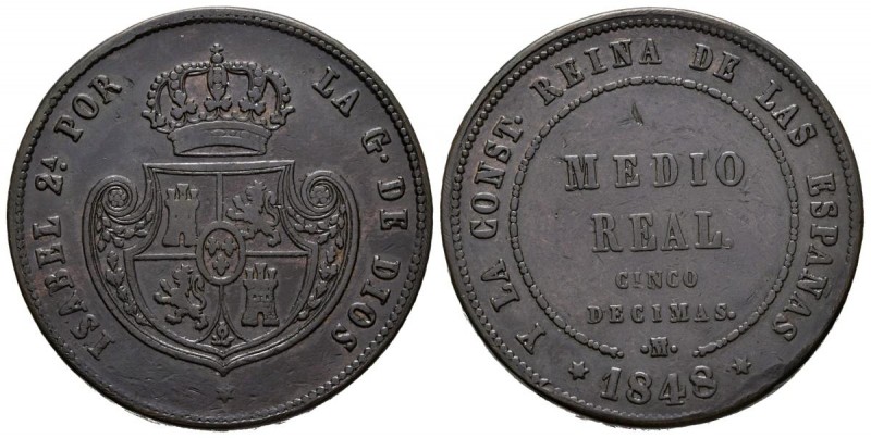 ISABEL II (1833-1868). 1/2 Real. (Ae. 18,65g/32mm). 1848. Madrid. (Cal-2019-152)...