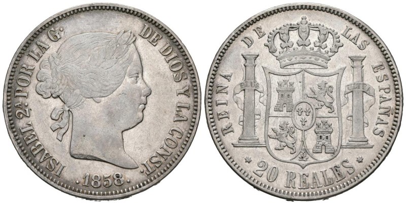 ISABEL II (1833-1868). 20 Reales. (Ar. 25,83g/37mm). 1858. Madrid. (Cal-2019-615...