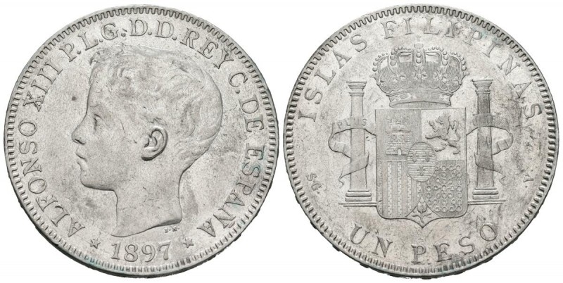 ALFONSO XIII (1885-1931). 1 Peso. (Ar. 24,76g/37mm). 1897. Manila. (Cal-2019-122...