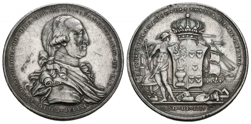 CARLOS IV (1788-1808). El Consulado. Medalla de Proclamación. . (Ar. 29,29g/42mm...