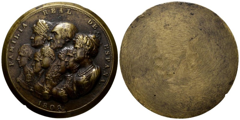 CARLOS IV (1788-1808). Familia Real de España. (Ae. 81,44g/64mm). 1808. Medalla ...