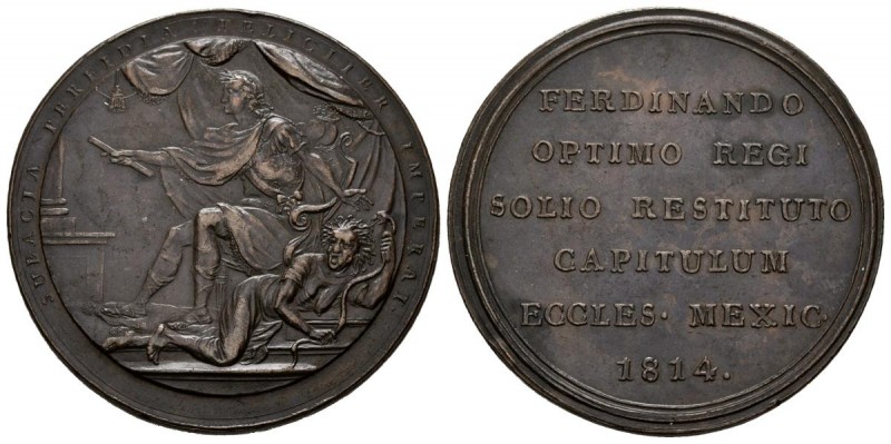 FERNANDO VII (1808-1833). Restitución en el Trono. (Ae. 57,58g/52mm). 1814. Méxi...