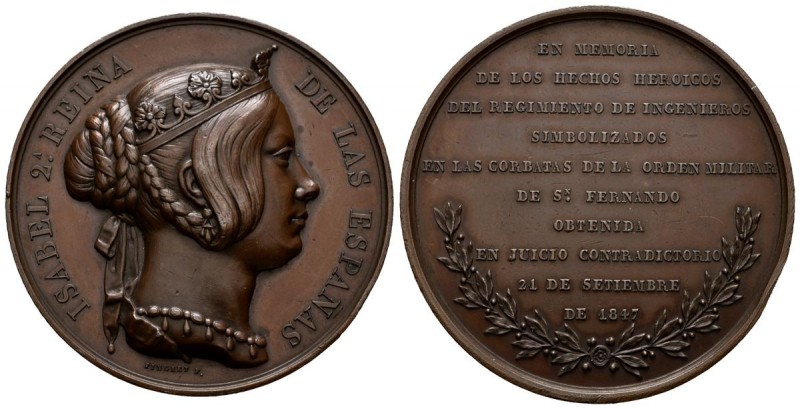 ISABEL II (1833-1868). Regimiento de Ingenieros. (Ae. 89,25g/56mm). 1847. Grabad...