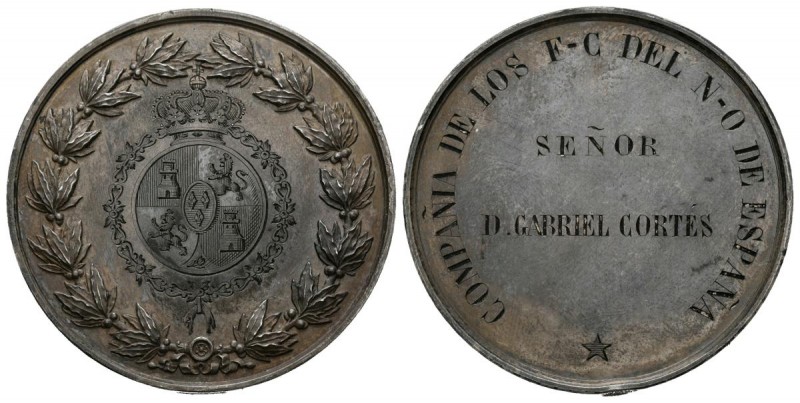 ISABEL II (1833-1868). Compañía de los Ferrocarriles del Norte. (Ar. 49,24g/45mm...