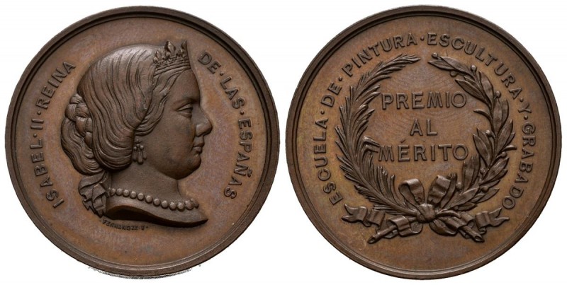 ISABEL II (1833-1868). Premio al Mérito. Escuela de Pintura, Escultura y Grabado...