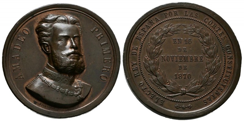 AMADEO I (1871-1873). Proclamación. (Ae. 56,34g/42mm). 16 de Noviembre de 1870. ...