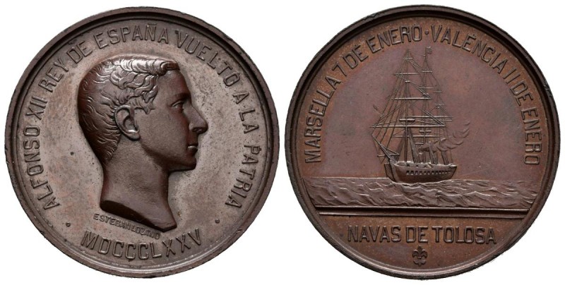 ALFONSO XII (1874-1885). Llegada del nuevo rey a España. (Ae. 15,36g/28mm). 1875...