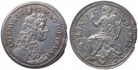 Zecche Italiane - Firenze - Granducato di Toscana - Cosimo III de Medici (1670-1723) Testone 1677 - MIR 333 R2 MOLTO RARA - Ag - fondi lucenti gr. 8,9...