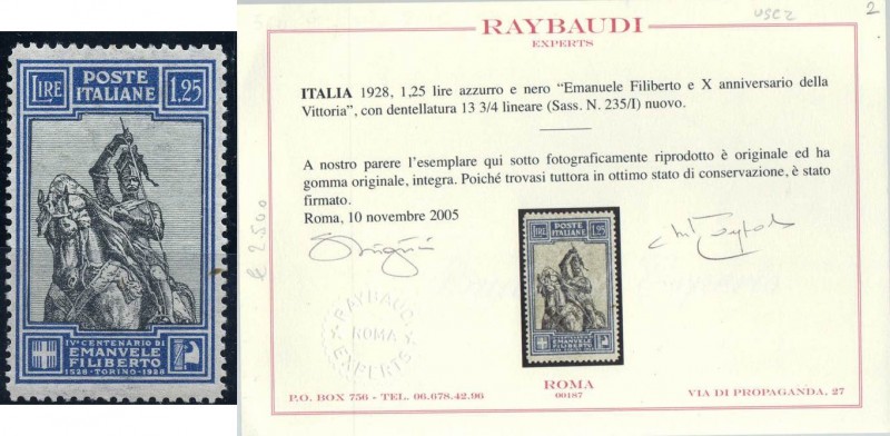 Filatelia - ITALIA REGNO - 1928 emanuele Filiberto - Lire 1,25 Dent. lineare 13,...