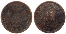 Lombardo Veneto - Monetazione italiana per l'Impero Austriaco - Venezia - Francesco Giuseppe I d'Asburgo Lorena (1848-1866) 1/2 Kreuzer 1858 - Gig. 12...