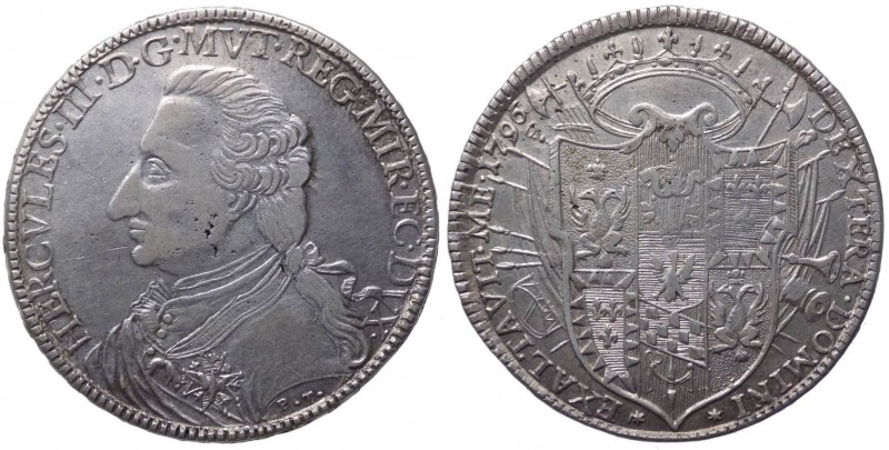 Modena - Ercole III (1780-1796) Tallero 1796 - MIR 855/2 - R - Ag gr. 27,96 
BB...