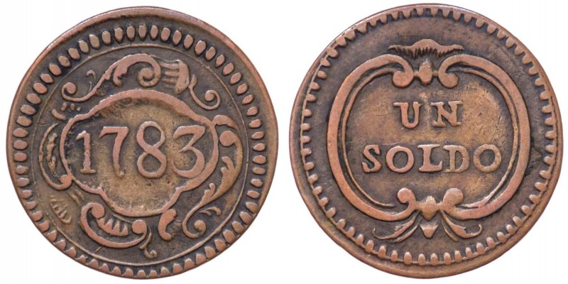 Modena - Ercole III (1780-1796) 1 Soldo 1783 - MIR 866 - Cu gr. 1,88 
BB+

Sh...