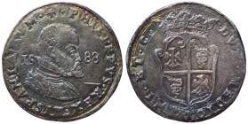 Milano - Ducato di Milano - Dominazione spagnola (1535-1706) - Filippo II re di spagna e duca di Milano (1556-1598) - Mezzo Scudo 1588 - Cr. 26 - Ag g...