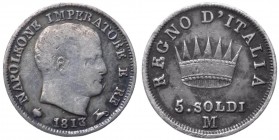 Milano - Napoleone I Re d'Italia (1808-1814) 5 Soldi 1813 - Gig. 195 - Ag
BB

Shipping only in Italy