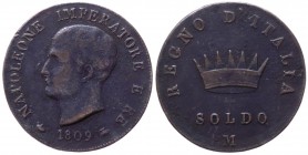 Milano - Napoleone I Re d'Italia (1805-1814) 1 Soldo del I° tipo 1809 - Gig. 210 - Cu
BB+/qSPL

Shipping only in Italy