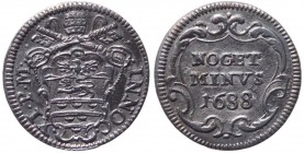 Stato Pontificio - Roma - Innocenzo XI (Benedetto Odescalchi) 1676-1689 - Mezzo grosso 1688 del tipo "NOCET MINVS" - Munt. 212a - R - Ag gr. 0,79 
qF...