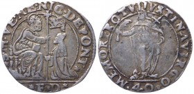 Venezia - Nicolò Da Ponte Doge LXXXVII (1578-1585) Quarto di scudo da 2 Lire o 40 Soldi con Santa Giustina - sigla massaro F D (Diedo Fantin) - Paol. ...