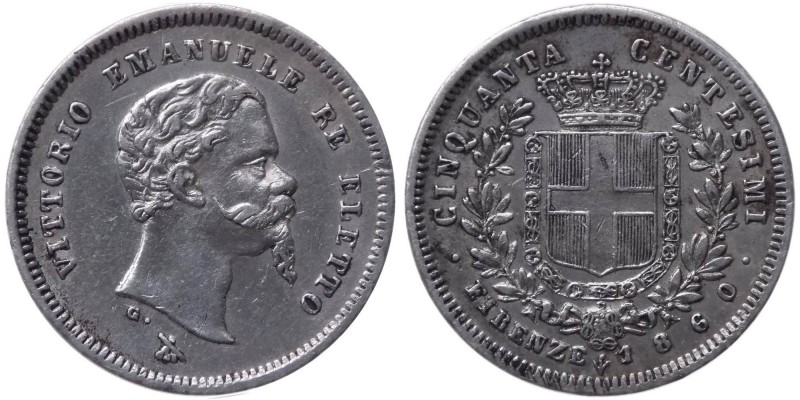 Vittorio Emanuele II (1849-1861) 50 Centesimi 1860 - Zecca di Firenze - Gig. 15 ...