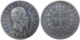 Vittorio Emanuele II (1861-1878) 2 Lire "Stemma" 1863 - Zecca di Torino - Gig. 57 - Ag 
MB+

Shipping only in Italy