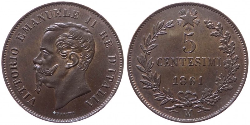 Vittorio Emanuele II (1861-1878) 5 Centesimi 1861 - Zecca di Milano - Gig. 102 -...