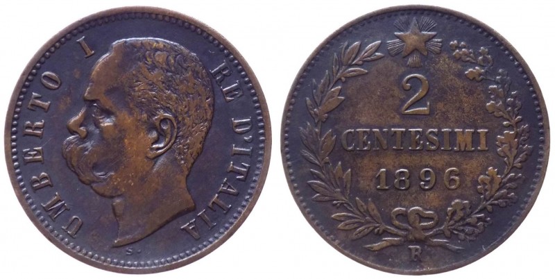 Umberto I (1878-1900) 2 Centesimi 1896 - Zecca di Roma - Gig. 54 - R2 MOLTO RARA...