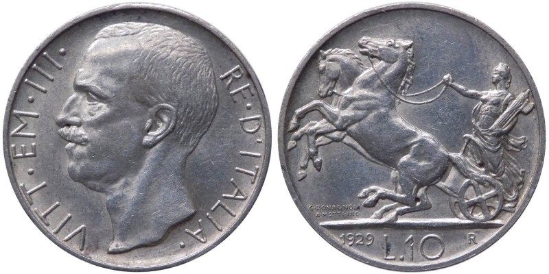 Vittorio Emanuele III (1900-1943) 10 Lire 1929 "Biga" con 1 rosetta sul contorno...