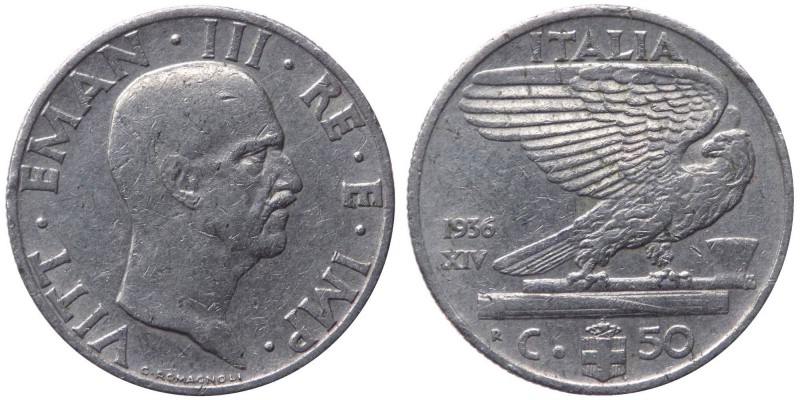 Vittorio Emanuele III (1900-1943) 50 Centesimi 1936 Anno XIV "Impero" - Gig. 182...